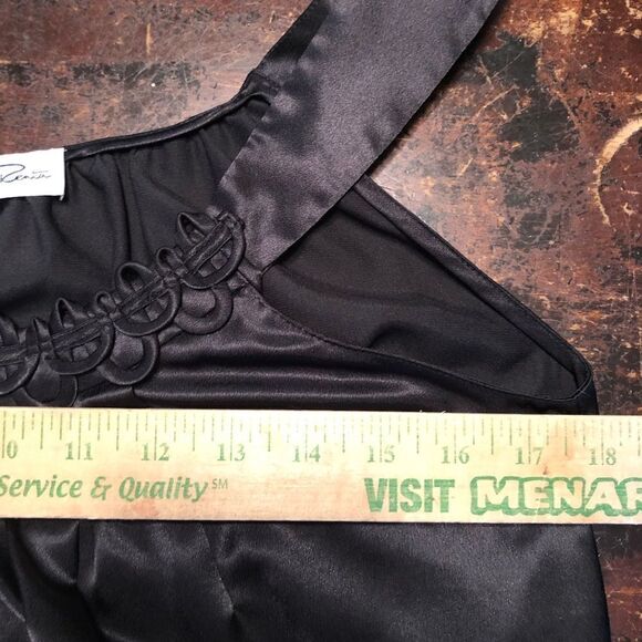 Oscar De La Renta Black Formal Romantic Flirty Feminine Satin Slip Dress XS - Picture 6 of 6